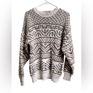 Vintage Boathouse Sweater Men’s L Fair Isle Knit 100% Cotton Made in USA